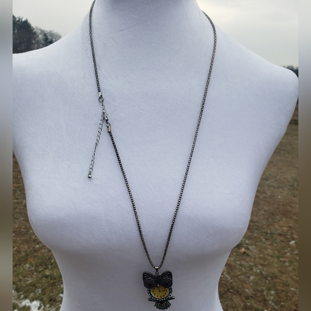 10. Owl Pendant Necklace - rope chain - Picture 5 of 8
